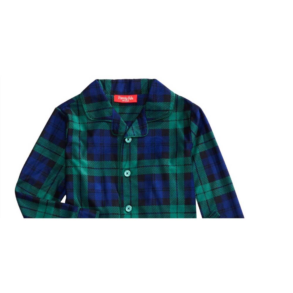 NEW FAMILY PJS little & big kids boys pajama top in green/plaid